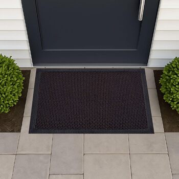 Великий нековзний килимок з ПВХ-сітки Ultralux, міцний 3D-килимок для уловлювання бруду, вхідний килимок-скребок для внутрішнього та зовнішнього використання, для вхідних та задніх дверей 120 x 80 см, синьо-помаранчевий 80 x 120 см (прямокутний)