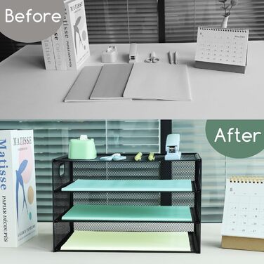 Лоток для листів з ручкою, 3-рівнева металева сітка, органайзер для столу, лотки для паперу A4, органайзери для столу, акуратний тримач для журналів для дому, офісу, чорний