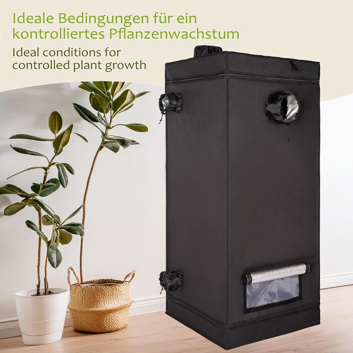 Гроубокс для вирощування рослин 90 x 90 x 180 см світлонепроникний з 5 входами з водонепроникним піддоном легкий у збиранні для вирощування в приміщенні