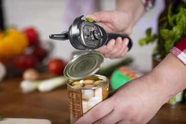 Автоматичний безпечний консервний нож KUHN RIKON сірий, безпечний консервний ніж, без гострих країв, автоматично захоплює край бан