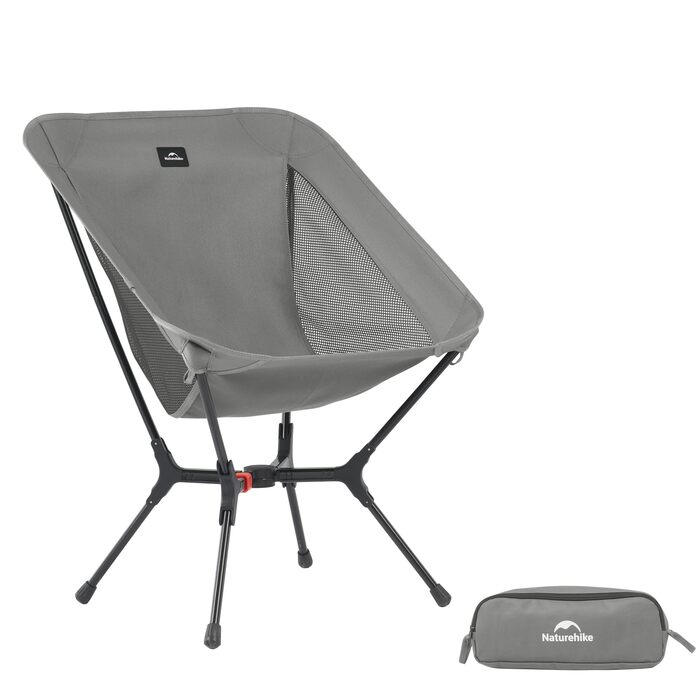 Крісло для кемпінгу Naturehike, складне, надлегке розкладне крісло компактний розмір у упаковці та міцна конструкція для кемпінгу, пікніків та активного відпочинку на свіжому повітрі, походи (сірий M) сірий S