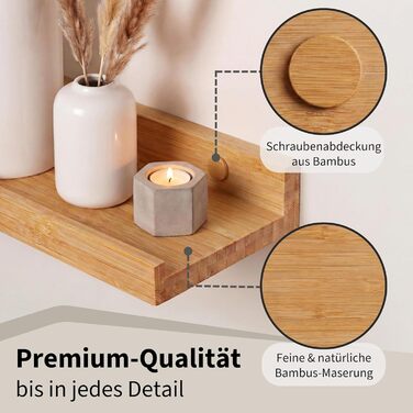 Набір з 2 бамбукових карнизів для картин Camerado, 40 см дерев&39яна настінна полиця, включаючи кришки для гвинтів, 40 см - 2 шт.