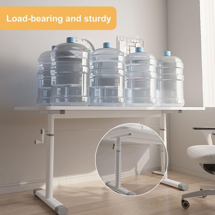 Стіл з ручним регулюванням висоти, стіл з регулюванням висоти, стабільний стіл для роботи стоячи, комп&39ютерний стіл, робоча станція, стіл для дому, офісу, кабінету та невеликих кімнат, білий, 80 x 45 x 90 см