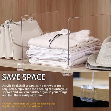 Прозорих акрилових роздільників для полиць, багатофункціональні роздільники для полиць, роздільники для полиць 30x20 см, роздільники для гардеробу для спальні, кухні, шаф та організації, 8 шт.