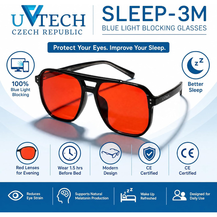Окуляри для комп'ютера SLEEP-3M з 100 фільтром синього світла (червоні), захисні ігрові окуляри від UV та Bluelight для жінок та чоловіків