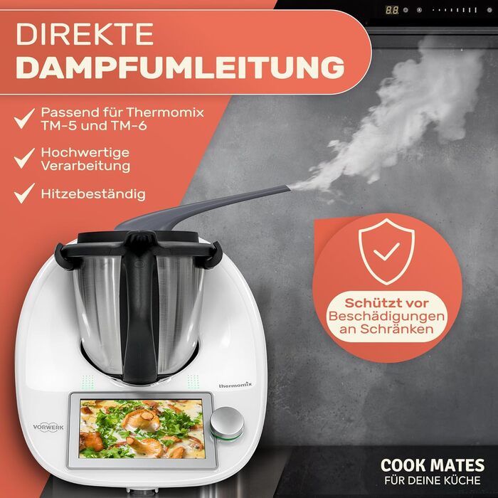 Паровий дивертор для Thermomix TM5 TM6 ДУЖЕ ДОВГИЙ Паровий розрядник для захисту навісних шаф Аксесуари для відведення пари для ТМ-5 ТМ-6 для ТМ5/6 - Антрацит