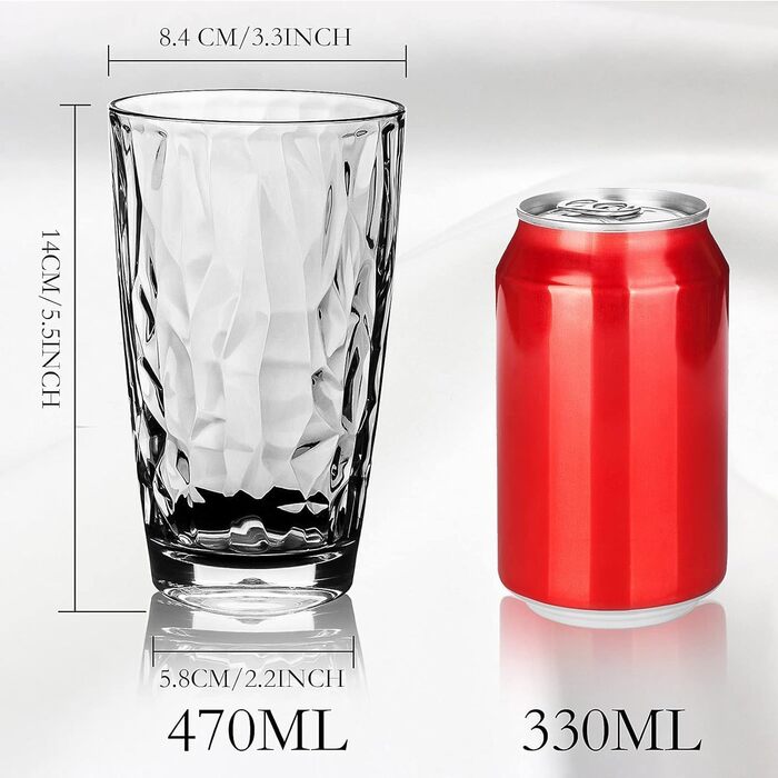 Пластикові стакани Topsky, 473 мл, 4 шт. и, прозорі акрилові стакани для пиття, фужери, підходять для гарячих і холодних напоїв, м