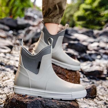 Водне взуття, гумові чоботи, нековзні, для риболовлі, катання на човні, роботи, чоловічі, для подорожей та походів, сірі, 38 2/3 EU