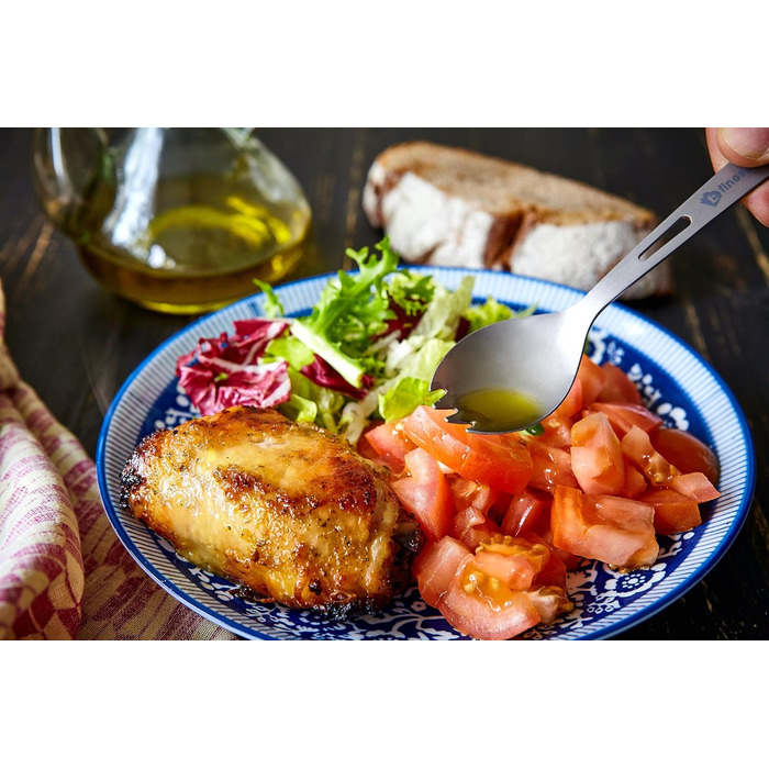 Титанова ложка-виделка з відкривачкою для пляшок, надзвичайно міцна, надлегка (Ti), здорова та екологічна ложка, виделка та відкривачка для пляшок для подорожей/кемпінгу в тканинній сумці, яку легко зберігати, Silver Spork 2 Unit