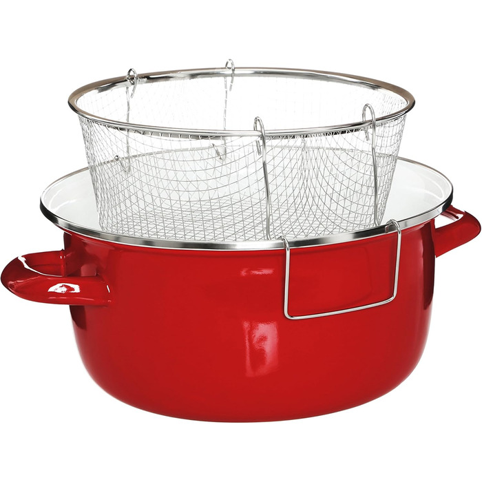 Фритюрниця Premier Housewares 102114 Deep Fryer, емальована, 5 літрів, червона, 33 x 27 x 16 см Червона фритюрниця