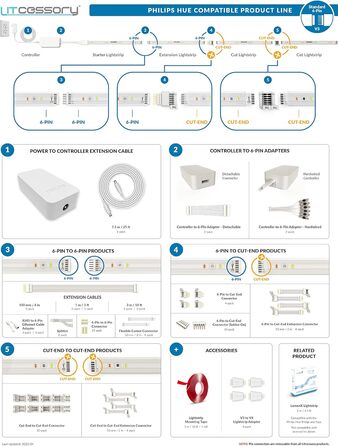 Контактний до укороченого кінця паяльний конектор для Philips Hue Lightstrip Plus (паяється) (10 шт. , білий - СТАНДАРТНИЙ 6-контактний V3) Білий (стандартний 6-контактний) - V3 10 шт., 6-