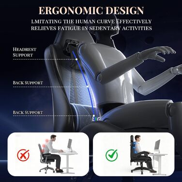 Ігрове крісло bigzzia з функцією масажу та висувною підставкою для ніг, ергономічне поворотне крісло, регульована спинка 90-135, м&39яке ігрове крісло з масажною поперековою подушкою та підголівником, чорне