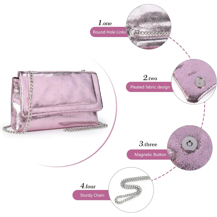 Маленький клатч з ланцюжком, модна сумка через плече, елегантна вечірня сумочка, міні-сумочка, рожевий