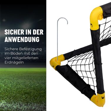 Футбольні ворота Umbro 50 x 44 x 44 см - Комплект із 2 футбольних воріт - Складані футбольні ворота - Футбольні ворота для саду та дітей - Тренувальний футбольний інвентар для приміщень та вулиці - Пластик - Чорний/Жовтий