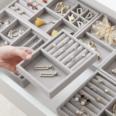 Лоток для ювелірних виробів UMILKI 6 шт. , оксамитовий лоток для ювелірних виробів для ящиків, органайзер для зберігання ювелірних