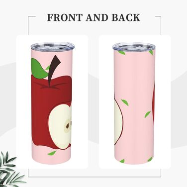 Кухоль з прямою трубочкою, 590 мл, мультяшний, червоні фрукти, принт, дорожній кухоль, підходить для кемпінгу, офісу та дому