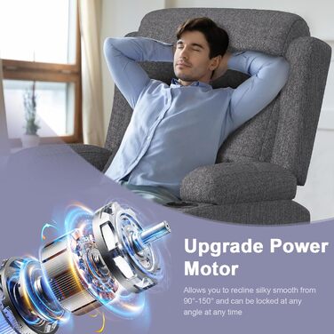 Крісло для телевізора з розкладним підйомником, масажне крісло з електрорегулюванням та функцією підігріву, функція відкидання, 2 підстаканники, 4 бічні кишені, порти типу C та USB, крісло для телевізора з підставкою для ніг, вітальня, темно-сірий