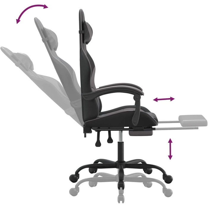 Ігрове крісло з підставкою для ніг, крісло для ПК, ігрове крісло, крісло для геймерів, крісла для ігор, крісла для кабінету, крісло для PlayStation, комп&39ютерне крісло, чорно-сіра штучна шкіра