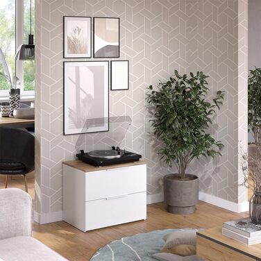 Комод Vicco Wido, полиця з дверцятами, білий/Сонома, 60 x 50 см з 2 шухлядами