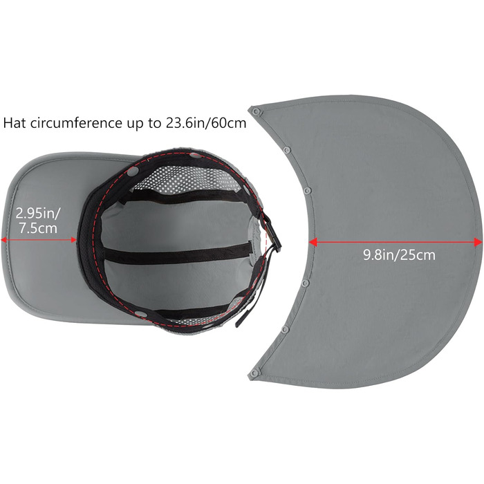 Складаний капелюх від сонця з UPF 50, портативний, для чоловіків і жінок, для гольфу, походів, один розмір, світло-сірий, зі складним козирем