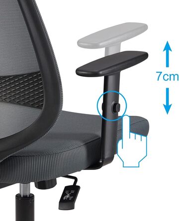 Ергономічне офісне крісло Storeo Basics, стілець для роботи з регульованими підлокітниками, поперекова підтримка, крісло керівника з сітчастої тканини, захисне для спини, легке складання, 63,5 x 58,4 x 91,4 см, сірий, без підголівника, сірий