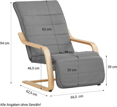 Крісло-гойдалка з функцією відкидання, крісло-гойдалка з підлокітниками, крісло для вітальні, сіра дерев&39яна оббивка, 4u 2407