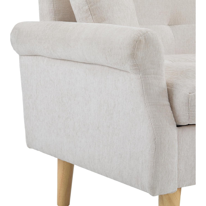 Двомісний диван, м&39який диван, диван з товстими подушками, м&39які меблі, бежева шениллова тканина, підходить для вітальні, спальні, квартири