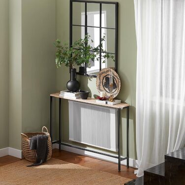 Вузький консольний столик SoBuy для коридору Консольні столики для вітальні, вінтажний металевий сервант, міцний дизайн ідеально підходить для меблів у коридорі, офісі натуральний та чорний, 120x80x20 см, FSB19-XL-Z Світлий натуральний та чорний 1208020 с