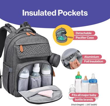 Пеленальний рюкзак, дитячий пеленальний рюкзак лікарняний пологовий дорожній рюкзак з пеленальним килимком та ізольованими кишеням