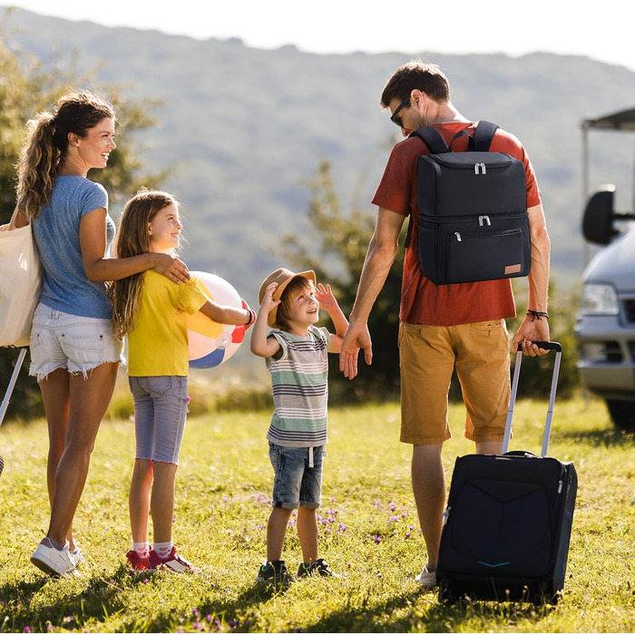 Ізольована сумка-холодильник Lifewit 21L 30 Can, термосумка для обіду, рюкзак-холодильник, герметична двоповерхова сумка-холодильник для чоловіків, жінок, мам для обіду, пікніка, покупок, подорожей, чорна