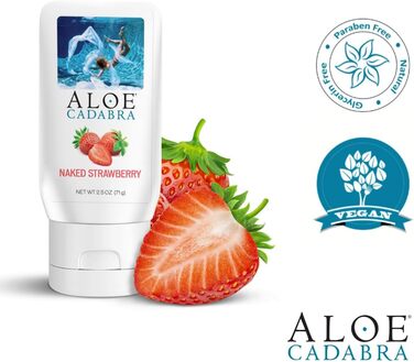 Персональний лубрикант зі смаком алое кадабри, органічний ласий, для анального сексу, орального сексу, для жінок, чоловіків та пар, гола полуниця, 2,5 унції