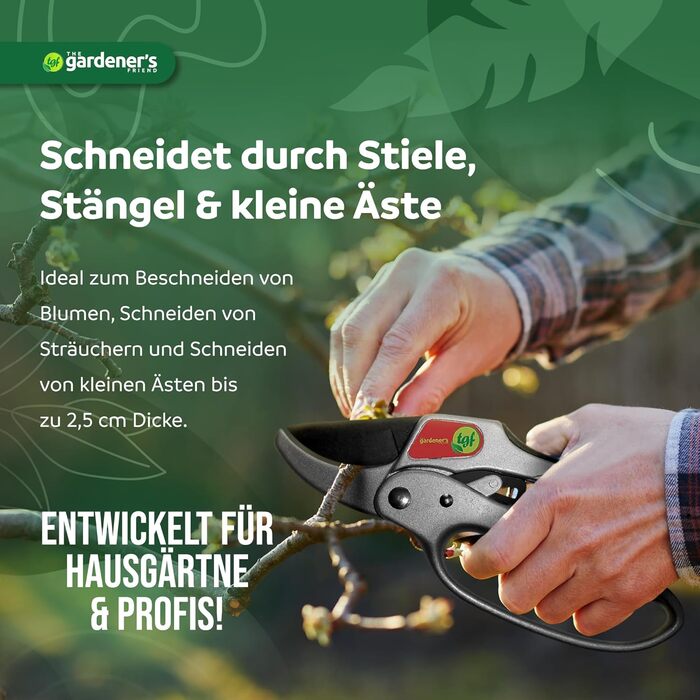 Садовий секатор Друг Садівника - Легкий секатор для обрізки троянд та рослин, ідеальний для людей зі слабкими руками - для стебел, кущів, живоплотів та тонких гілок - легкий у використанні.