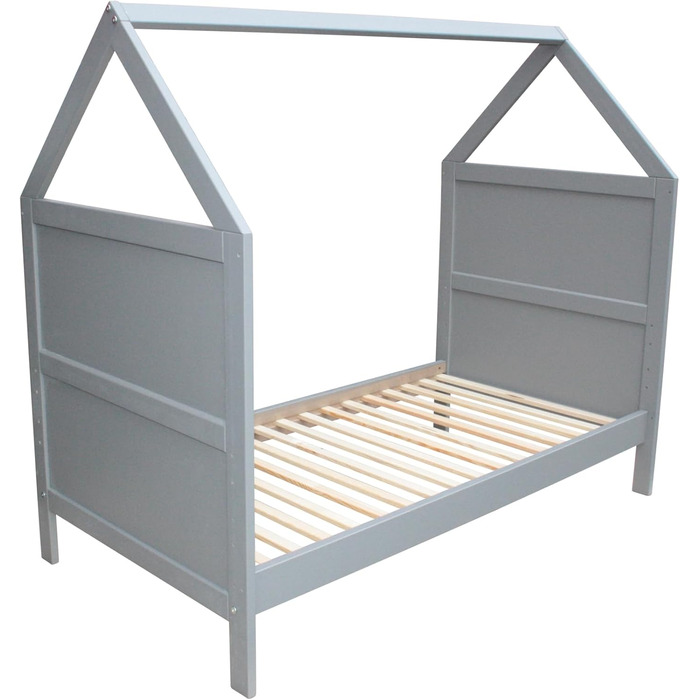Дитяче ліжко Micoland, дитяче ліжко, дитяче ліжко, приліжкове ліжко, ліжко-будинок 140x70 см, трансформоване, суцільно сірий колір (ліжко з низькими бічними бортиками)