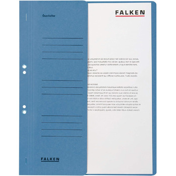 Оригінальний степлер Falken 50 Pack. Зроблено в Німеччині. Виготовлений з переробленого картону з половиною передньої обкладинки та комерційною прострочкою для папки степлера DIN A4 Blue Angel (Blue)