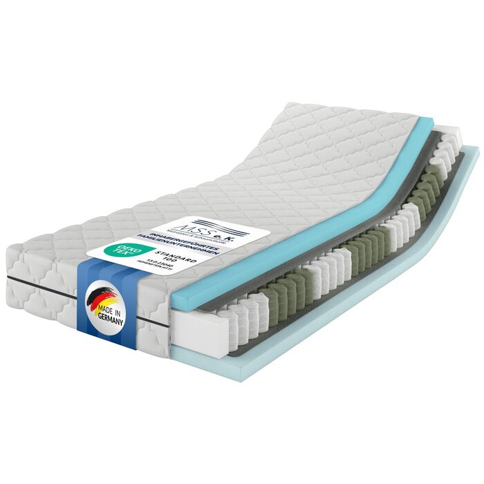 Матрац MSS eK MedicSpring 2-в-1 з пружинною системою Pocket Spring 180x200 2 рівні жорсткості в одному матраці Пружинний матрац H4 / H5 Ергономічний дизайн та виробництво в Німеччині 7 зон Сертифіковано Oeko-TEX H4 / H5 180 x 200 см