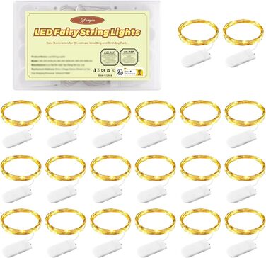 Світлодіодна батарея казкових вогнів, 20 шт. 1M 10 світлодіодів теплі білі внутрішні казкові вогні з акумулятором для спальні, веч