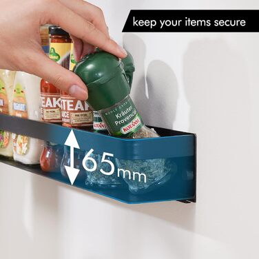 Настінна полиця для спецій KES, тримач для спецій, органайзер для спецій, кухонний, для зберігання спецій, кухонна полиця для спецій 40 см, 2 шт., матово-чорний колір, настінний, KSR401S40-BK-P2, 39,9 см