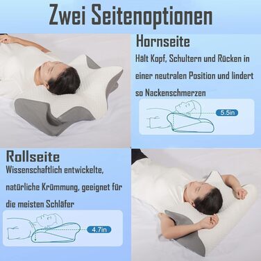 Подушка Curosleep, ергономічна ортопедична подушка, ортопедична подушка для шиї з піни з ефектом пам&39яті, подушка для підтримки шиї для сну на боці, спині та животі (чорна)