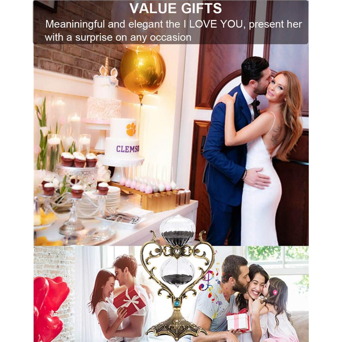 Пісочний годинник для Uten, Поворотний на 720, Старовинний білий пісочний годинник, Вінтажний пісочний годинник 1 Hora Reloj de Arena, Великий метал, Пісочний годинник, Офіс, Письмовий стіл, Дім, Весільне оформлення (чорний, 60 хв)