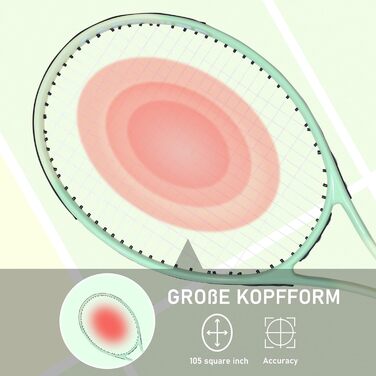 Тенісна ракетка OGEENIER 27" для дорослих – легка, зелена, для початківців та аматорів