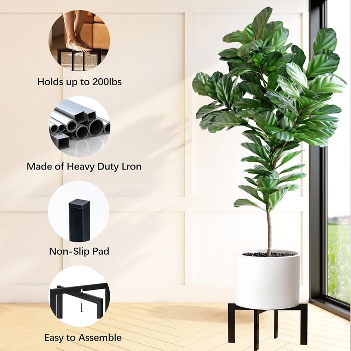 Підставка для рослин MUAEEOK для приміщень та вулиці, металева підставка для горщиків, сучасний тримач для рослин, ротанговий стілець для квітів, низька, коротка підставка для кімнатних рослин, підходить для рослин 12,7 - 30,5 см, чорна