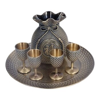 Турецький чайний сервіз у вінтажному стилі, сплав цинку, рельєфний візерунок, стійкі кольори, надзвичайно міцний, турецький кавовий набір