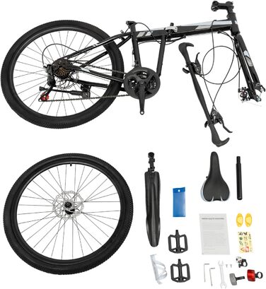 Дюймовий складний велосипед - легкий складний гірський велосипед для дорослих з передніми та задніми дисковими гальмами та 21-швидкісною коробкою передач, 26-