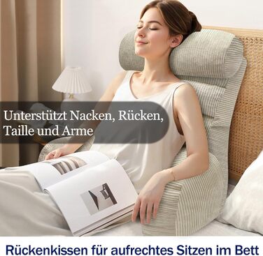 Подушка для читання на ліжку та дивані, подушка для спинки ліжка, подушка для читання зі спинкою для дорослих, зручна для сидіння, читання та перегляду телевізора на підлозі або дивані (кремового кольору, 65 * 30 см) Кремового кольору 65 * 30 см