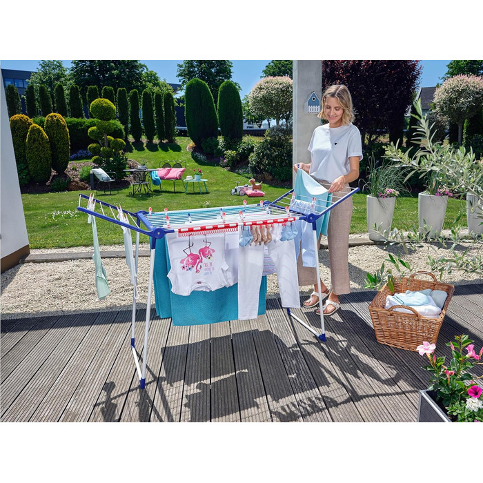 Сушильна машина Leifheit Pegasus 180 Solid, сушильний кінь з крилами для довгих речей, стійка сушильна машина з крилами для приміщ