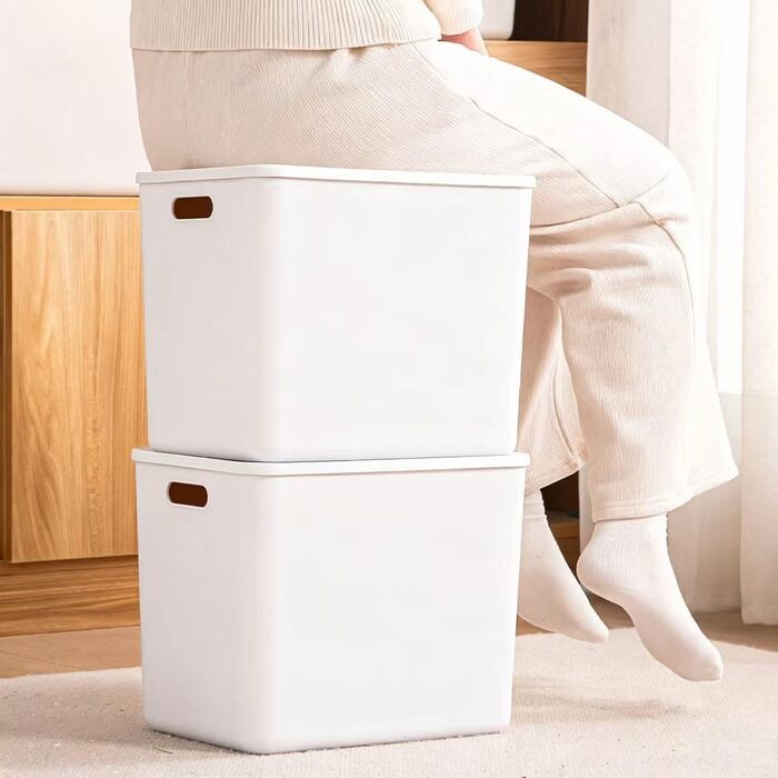 Л 25 л, 6 великих пластикових білих контейнерів для зберігання, кошики, скриня для іграшок з кришкою та ручкою, контейнер-органайзер для дітей, дитячої кімнати, полиць, ігрової кімнати, спальні, офісу, шафи, дому (4XL 2 л), білий колір, 4 XL 2 л, 12