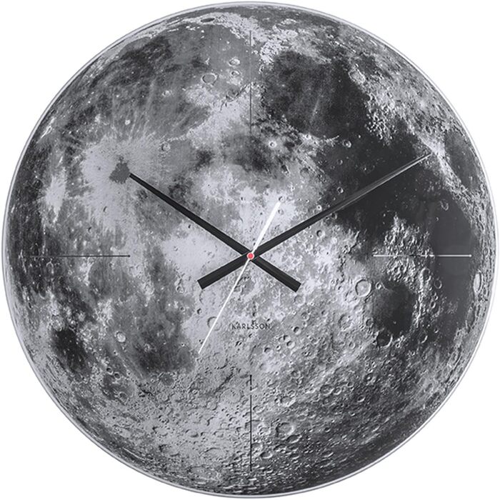 Настінний годинник Karlsson KA5475 Moon, скло, сірий, 60 x 60 см, чорно-білий