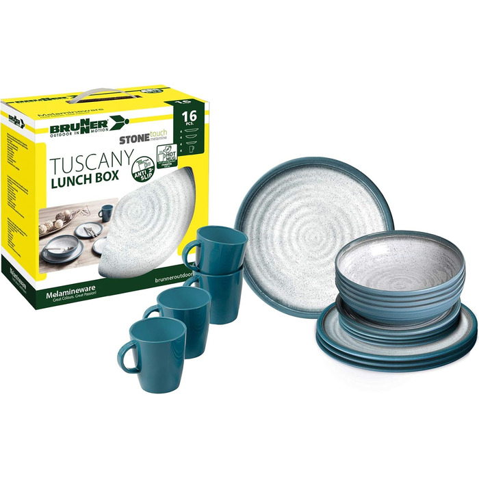 Набір столового посуду, синій, сірий, 16 шт. (16 предметів), 0830155N.C5T