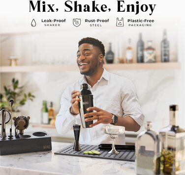 Професійний набір шейкерів для бармена Mixology 14 предметів для коктейлів   Martini (Jet Black, шейкер Cobbler)