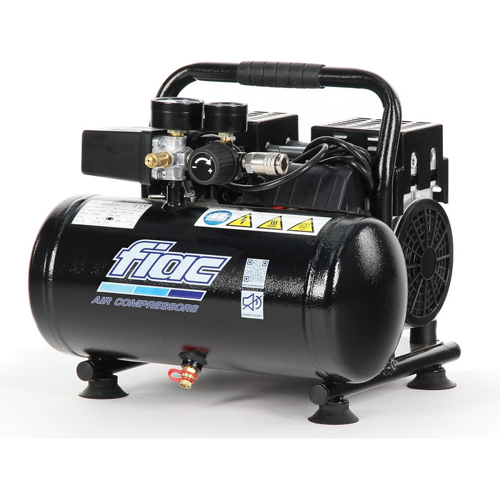 Переносний повітряний компресор FIAC SUPERSILENT 6, безмасляний, максимальний тиск 8 бар, 1 к.с., 6-літровий бак, рівень шуму 58 д